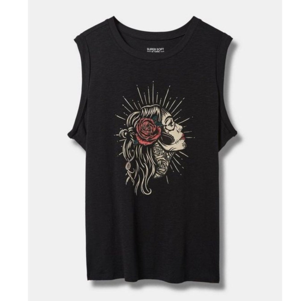 TORRID NWT Muerte Classic Fit Super Soft Slub Crew Neck Tank